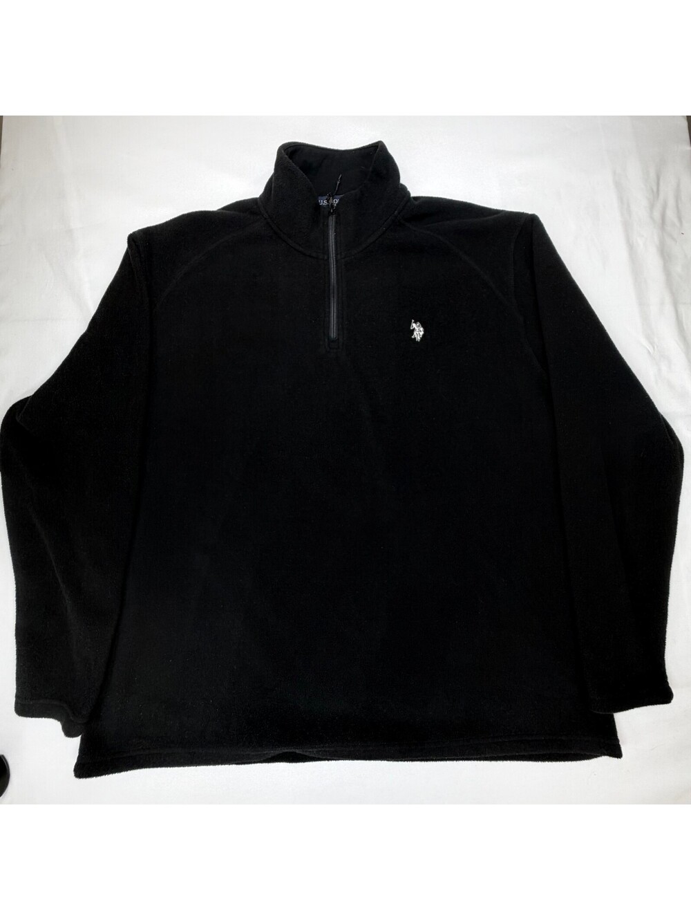 U.S. Polo Assn Men's Polar Fleece Sweatshirt Quarter Zip Logo Size 2XL Black
